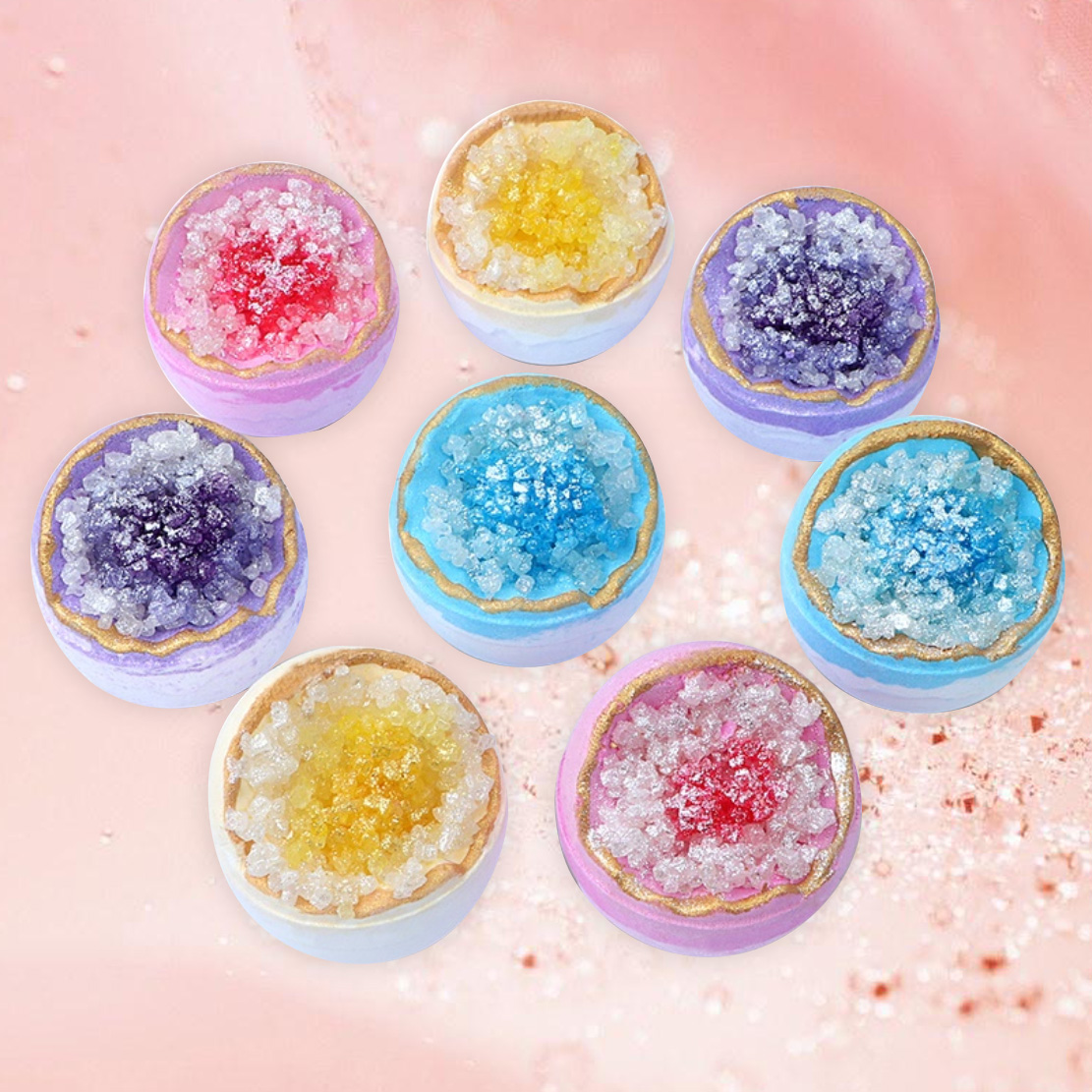 bulk Vegan Crystal Bath Bombs Set wholesale