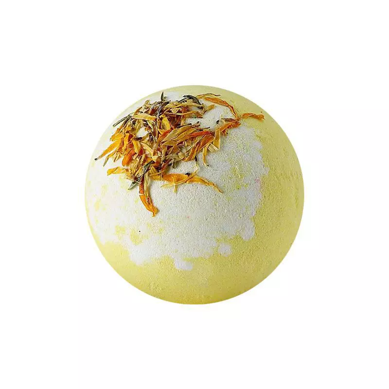 Yellow Bath Bomb With Dry Flowers