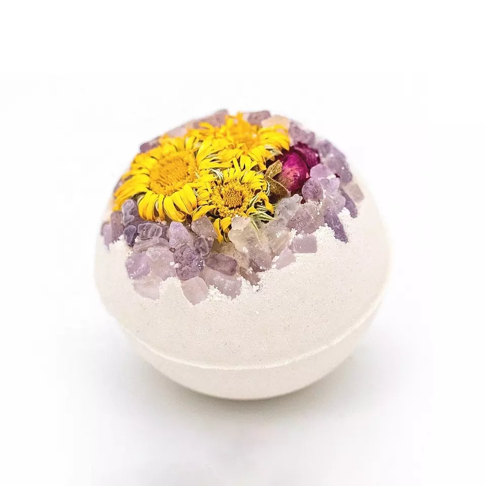 Salt Flower Bath Bombs With Crystal