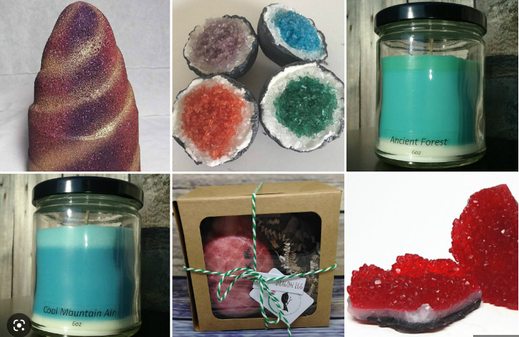 Crystal bath bombs with scents candles from an American customer orders