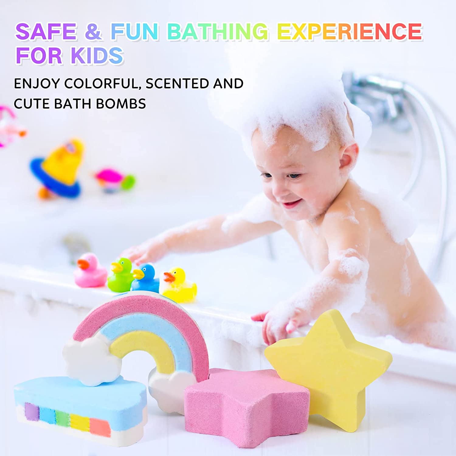 Private Label Rainbow Bath Bombs For Kids