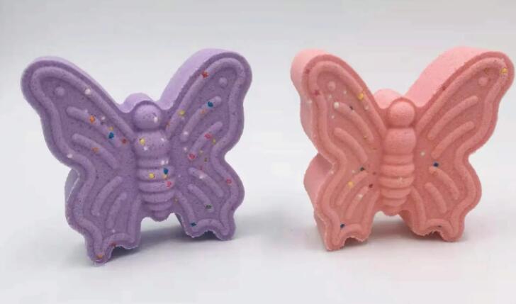 Organic Handmade Butterfly Shape Rainbow Bath Bomb Fizzy Foam For Kids Girls