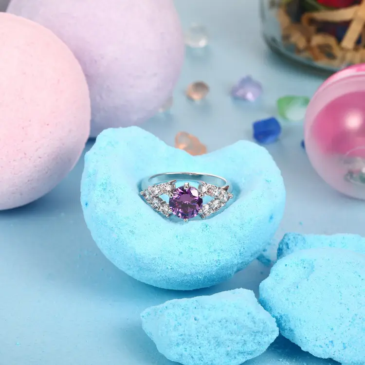 bath bomb with ring inside